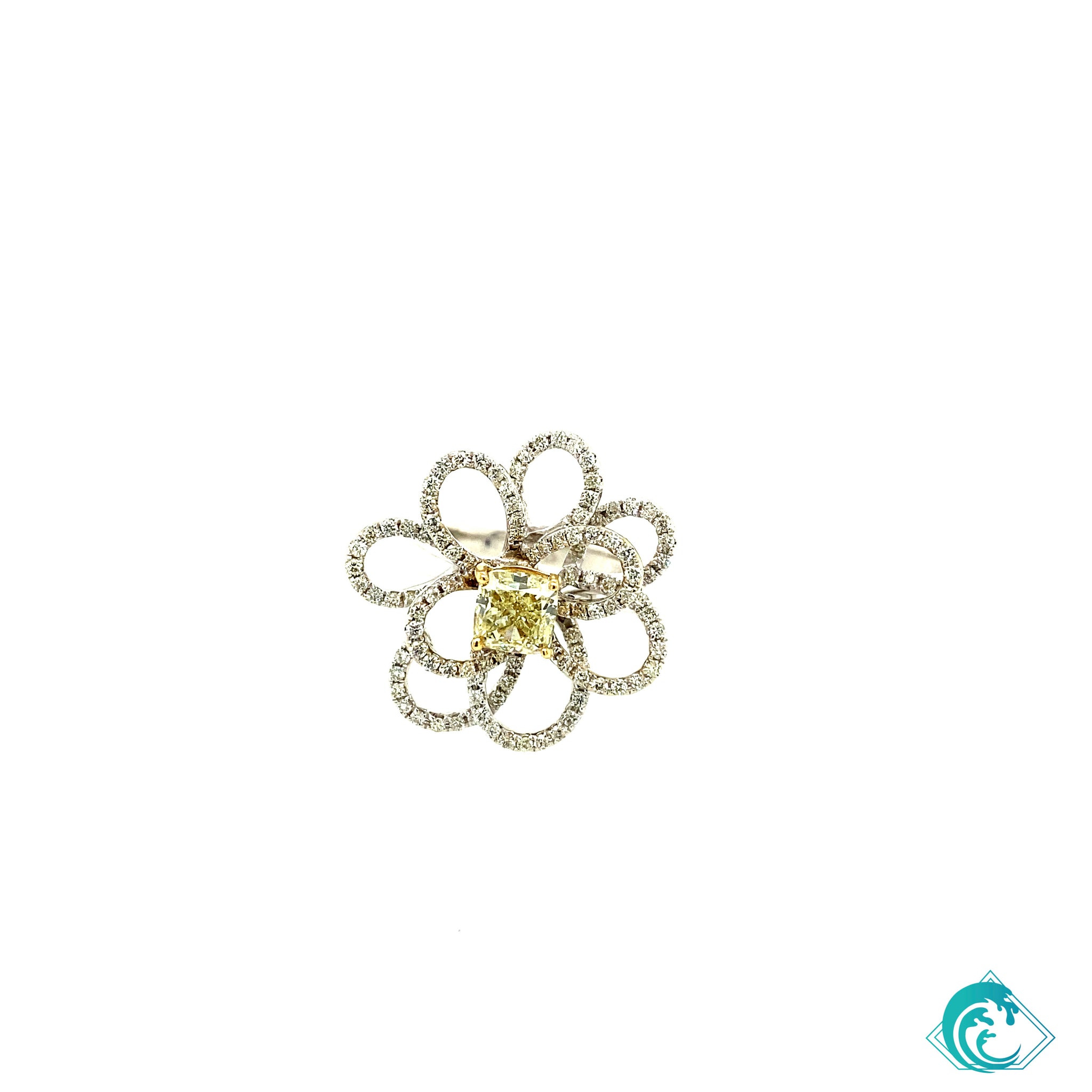 14K Yellow & White Diamond Floral Ring (1.90cts)