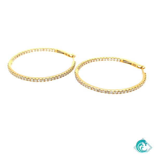 18K YG In & Out Diamond Olivia Hoops