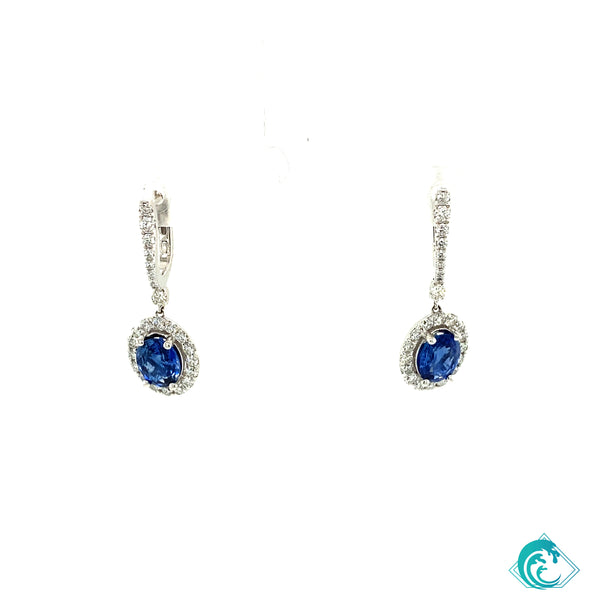 14KW Sapphire & Diamond Dangle Earrings
