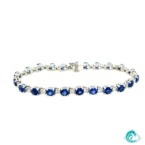 14K WG Blue Sapphire & Diamond Bracelet