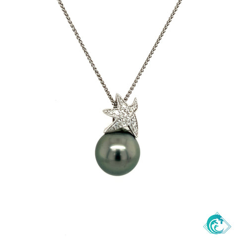 14KW Tahitian Pearl Diamond Star Pendant