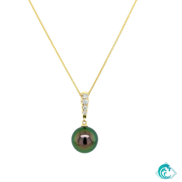 14KY Tahitian Pearl & Diamond Tina Pendant