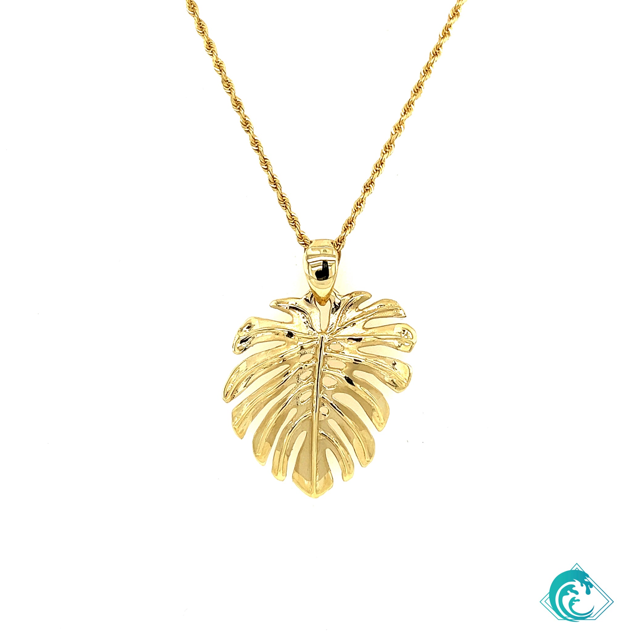 14K YG Monstera Leaf Pendant