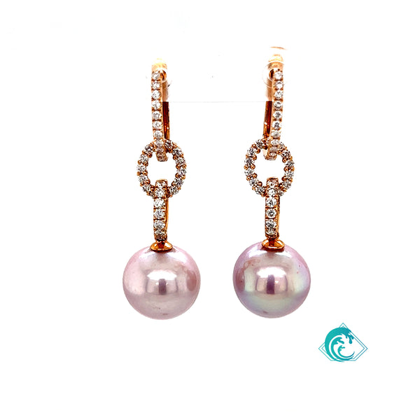 18KR Pink Edison Pearl Molokai Earrings