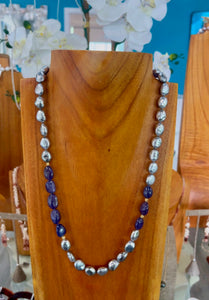 18KY Baroque Tahitian Pearl & Tanzanite Necklace