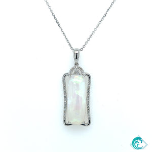 14KW Ethiopian Opal Diamond Pendant