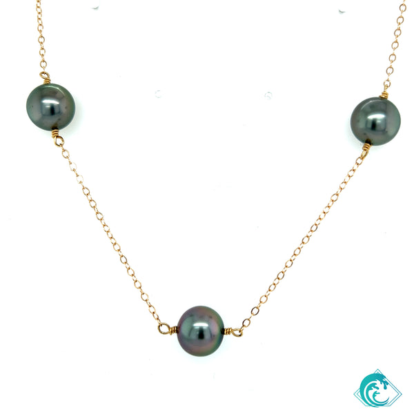 14KY Tahitian Pearl Tin Cup Necklace