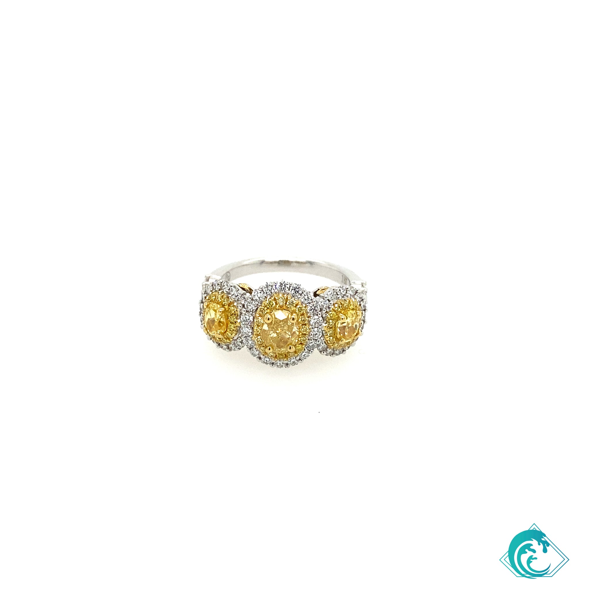 18K Fancy Melee 3 Stone Diamond Ring