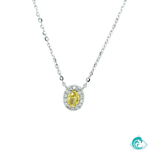 14KW Dainty Yellow Diamond Necklace