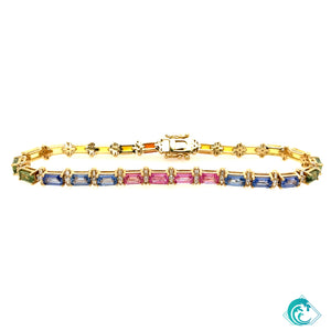 14KY Rainbow Sapphire Bracelet