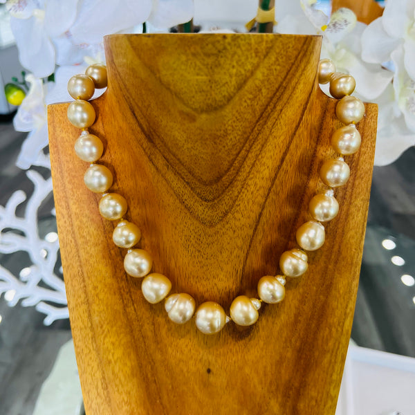 14KY Golden Indonesian Pearl Baroque Strand