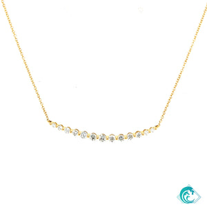 18KY Diamond Curved Bar Necklace