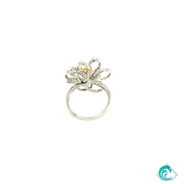14K Yellow & White Diamond Floral Ring (1.90cts)