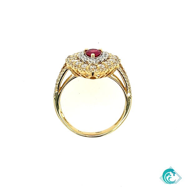 18KWY Pear Shaped Ruby and Diamond Ring