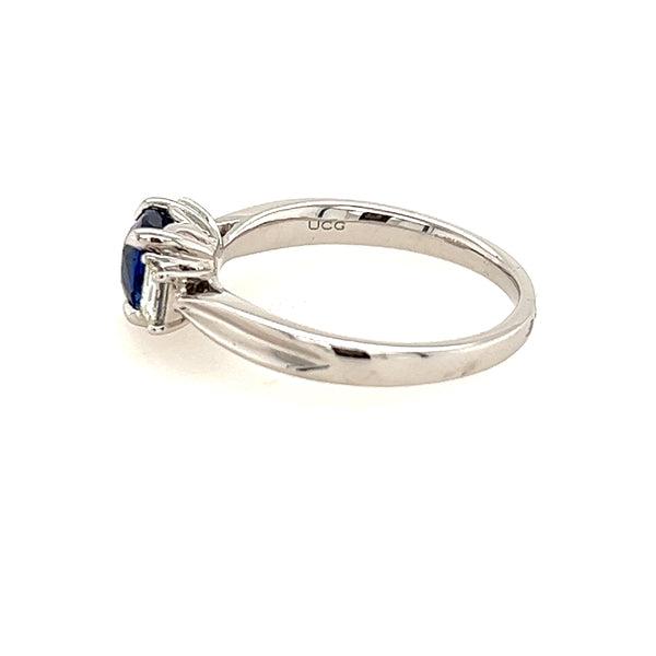 18KW Cushion Cut Sapphire Ring