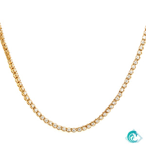 14K Yellow Gold Diamond Line Necklace