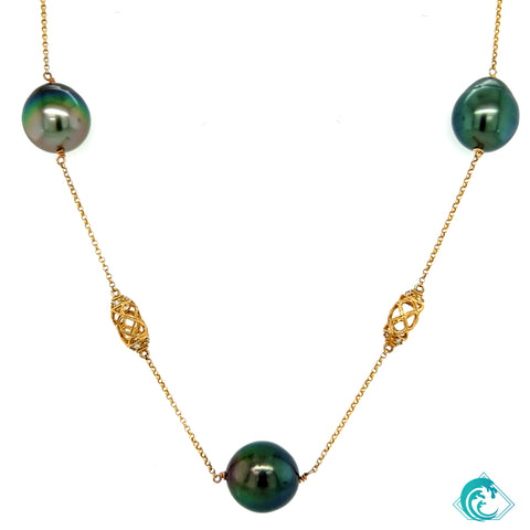14KY Tahitian Pearl Tincup Necklace