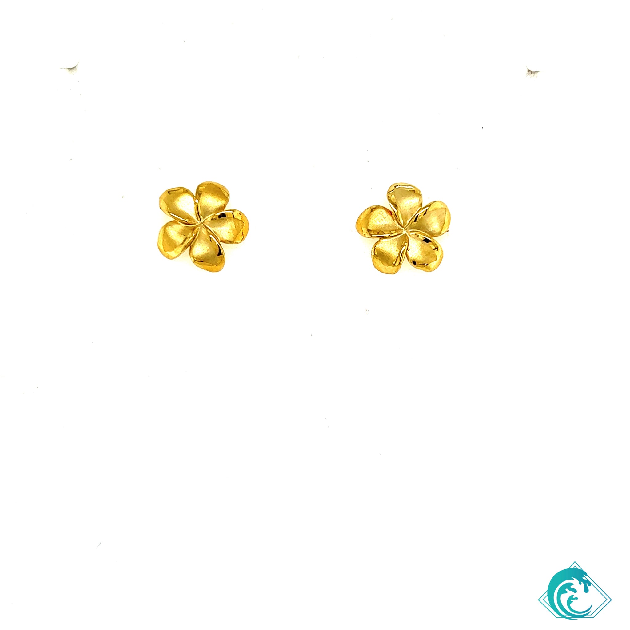 14K YG Li'ili'i Plumeria Flower Stud Earrings