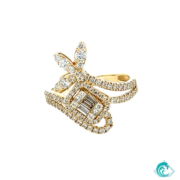 14KY Diamond Trio Cut Cocktail Ring