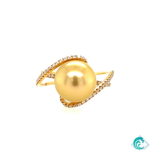18KY Golden Indonesian Pearl Riah Diamond Ring