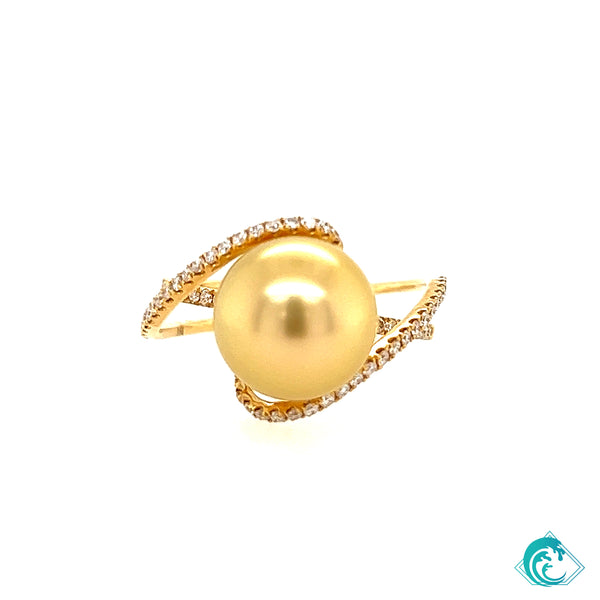 18KY Golden Indonesian Pearl Riah Diamond Ring
