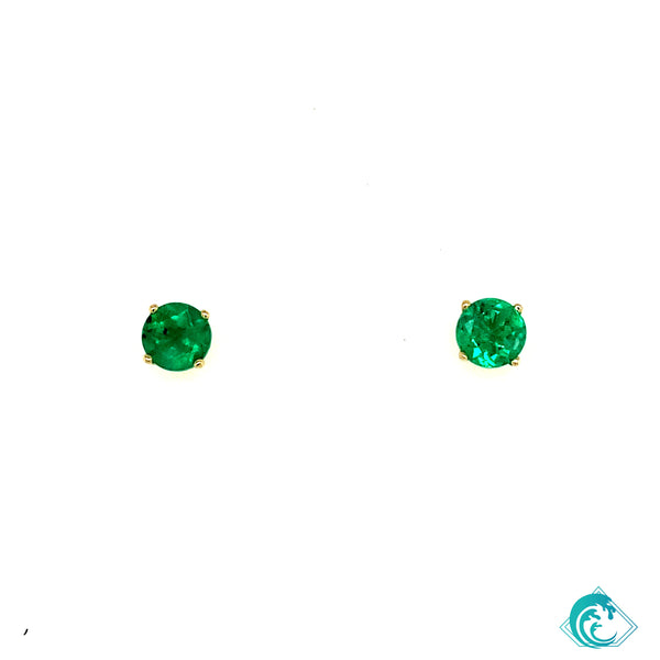18KY Colombian Emerald Studs (1.31cts)