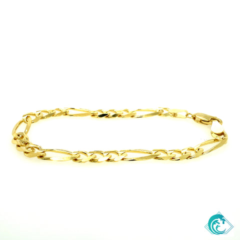 14K Yellow Gold 6mm Figaro Bracelet (7”)