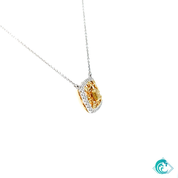 18K Two-Tone Fancy Yellow Diamond Necklace