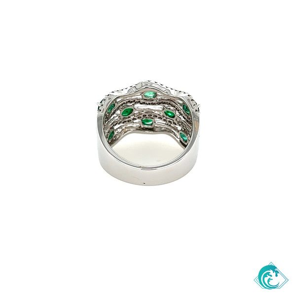 18KW Emerald & Diamond Kua Nalu Band