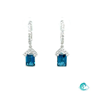 14KW Blue Tourmaline & Diamond Earrings