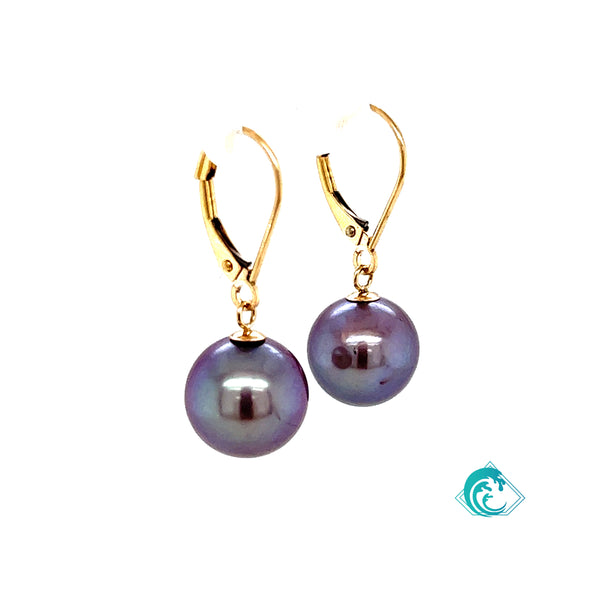 14KY Purple Edison Pearl Earrings