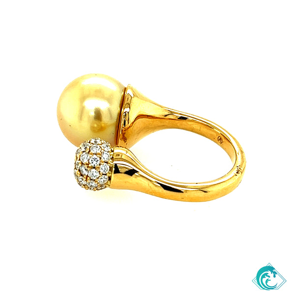 18KY Golden South Sea Pearl Anini Ring