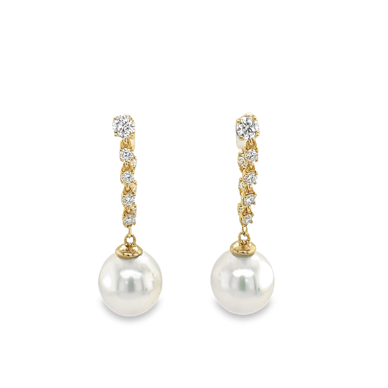 14KY Australian Pearl Diamond Drop Earrings