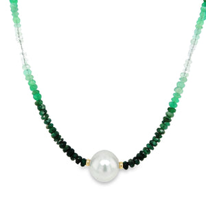 14K Ombré Emerald & South Sea Pearl Necklace