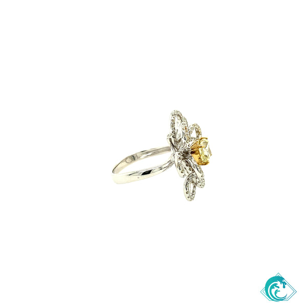 14K Yellow & White Diamond Floral Ring (1.90cts)