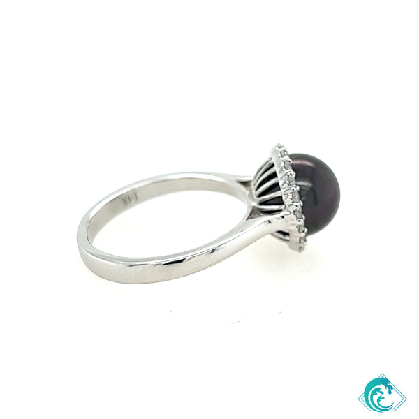 14KW Tahitian Pearl & Diamond Ring