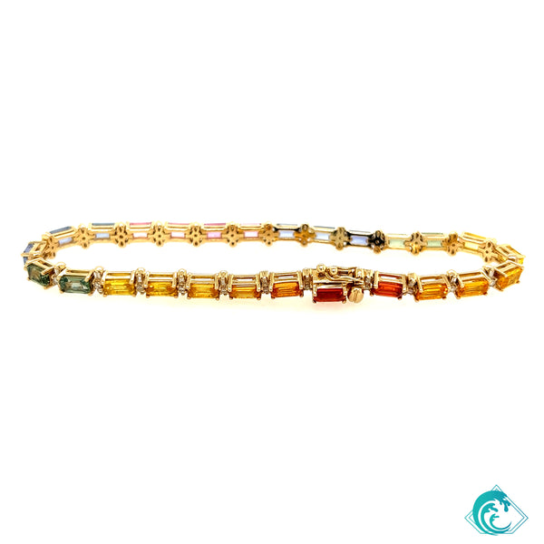 14KY Rainbow Sapphire Bracelet