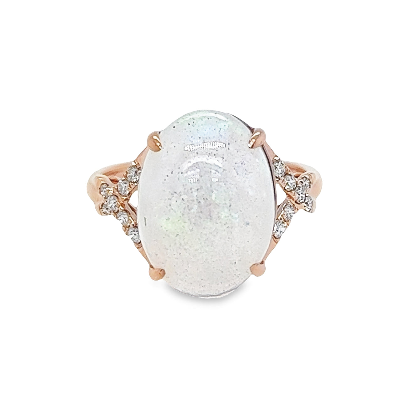 14KR Oval Ethiopian Opal Diamond Ring