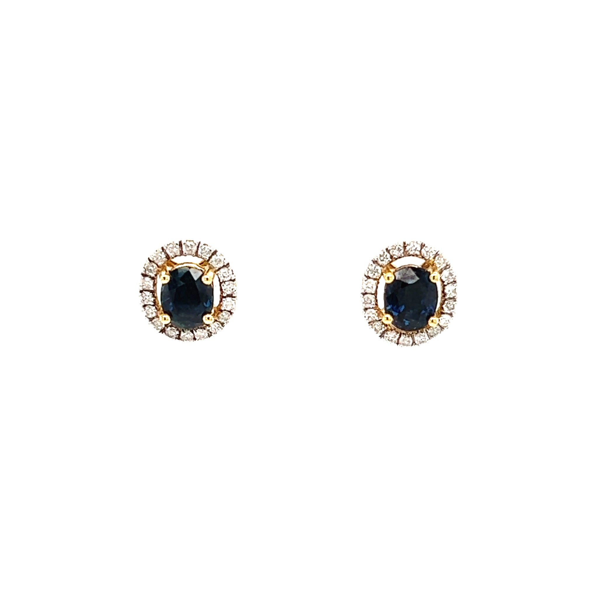 14KY Blue Sapphire Diamond Stud Earring