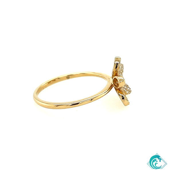 14KY Diamond Plumeria Flower Ring