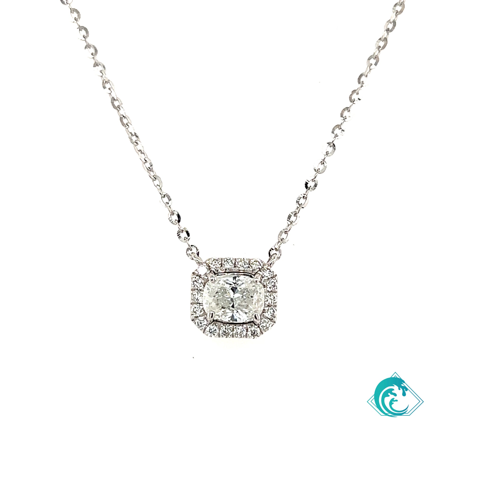14KW Rylee Cushion Cut Diamond Necklace