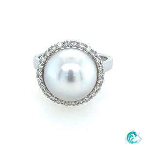18KW South Sea Australian Pearl Diamond Ring