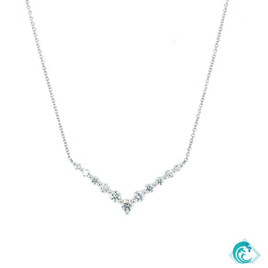 18K WG Diamond V Shape Necklace