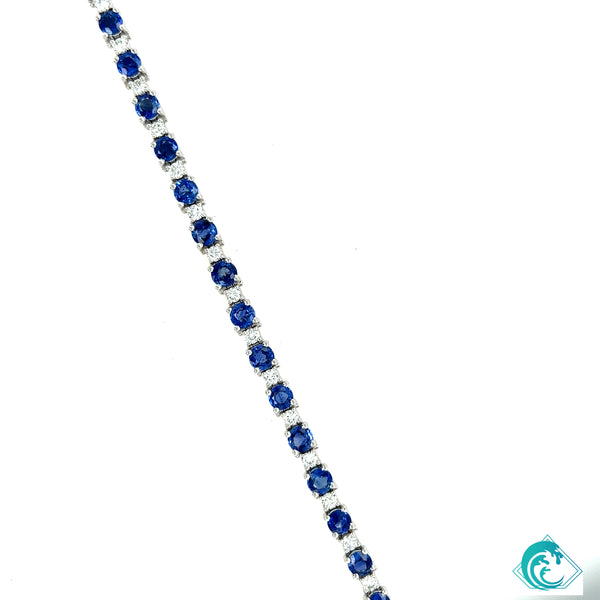 14K WG Blue Sapphire & Diamond Bracelet