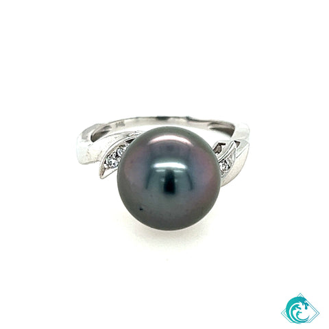 14KW Jolene Tahitian Pearl & Diamond Ring