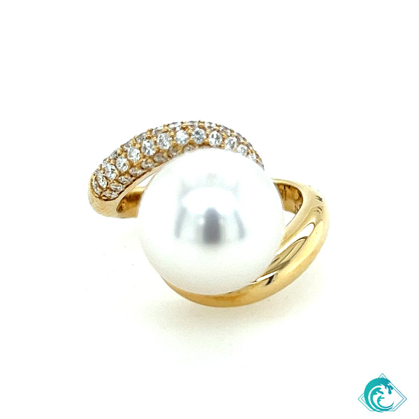 18KY White Australian Pearl Tina Ring