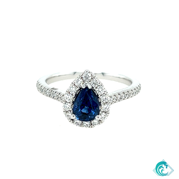 PLAT Pear Shaped Sapphire Ring