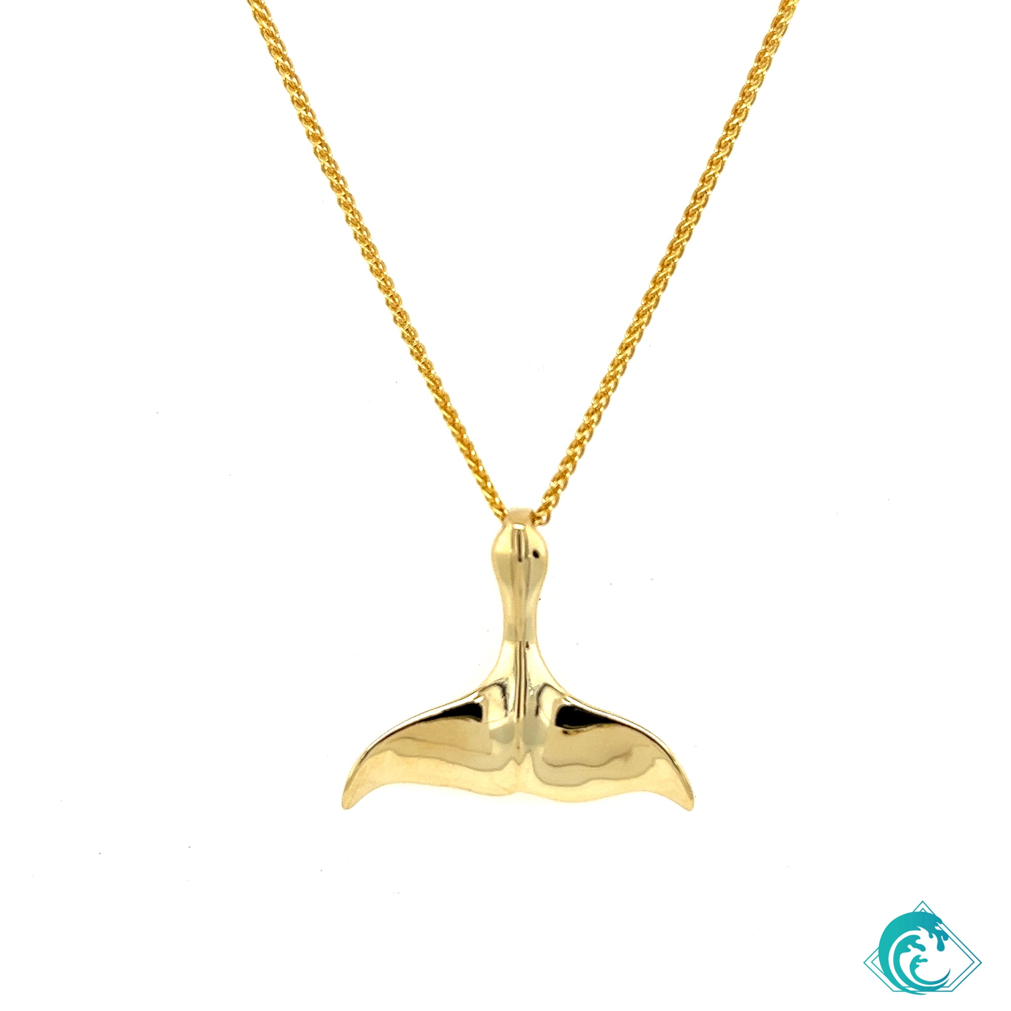14K Yellow Gold Medium Whale Tail Pendant