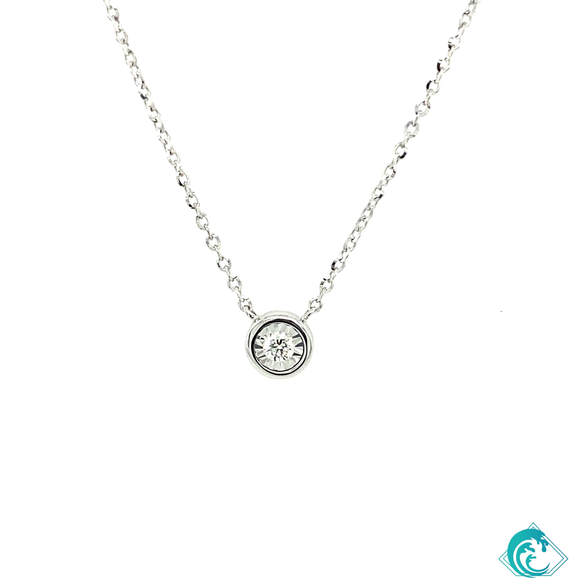 18KW Bezel Set Diamond Pendant