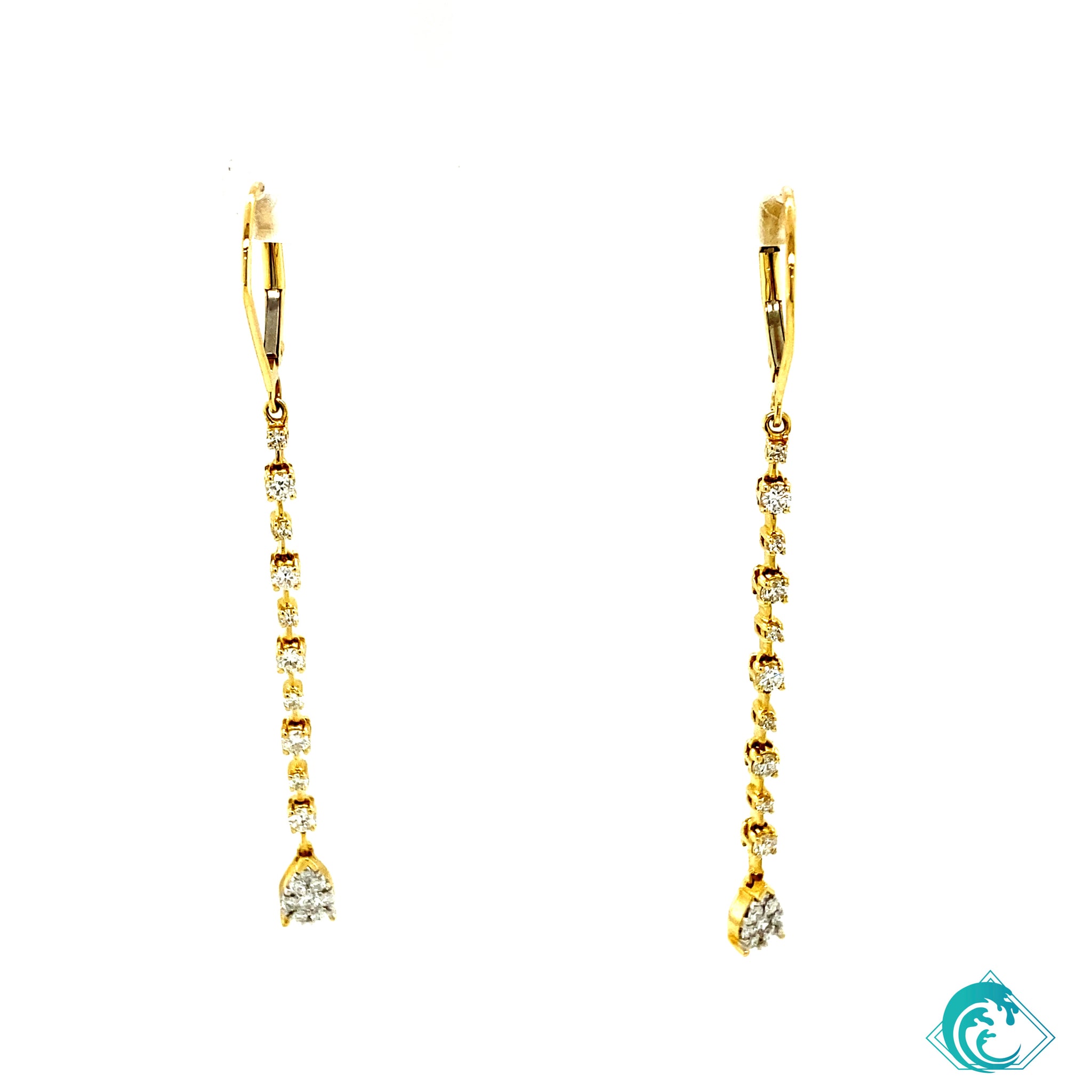 18K Yellow Gold Diamond Dangle Earrings